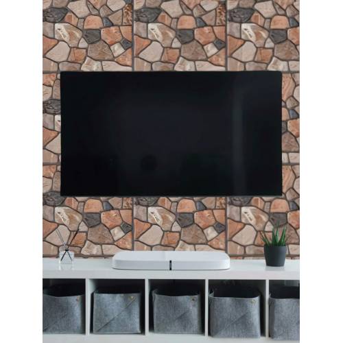 Tapet 3D autoadeziv, 30x30cm PVC, imitatie piatra, Caramiziu, 10buc/set