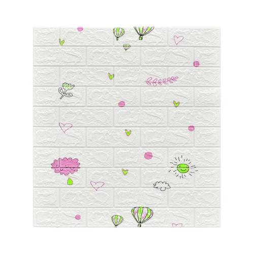 Tapet 3D autoadeziv, 70x77cm, Model Baloane, Alb, 10buc/set