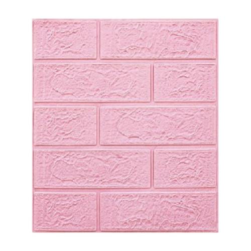 Tapet 3D autoadeziv, 35x38cm, imitatie caramida, Roz, 10buc/set