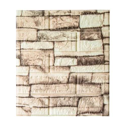 Tapet 3D autoadeziv, model caramida, piatra galbena, 35x38cm, 10buc/set