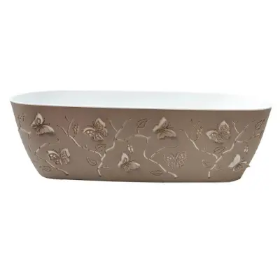 Jardiniera exterior / interior mare 3D cu fluturi 7.3 litri, bej nr 2