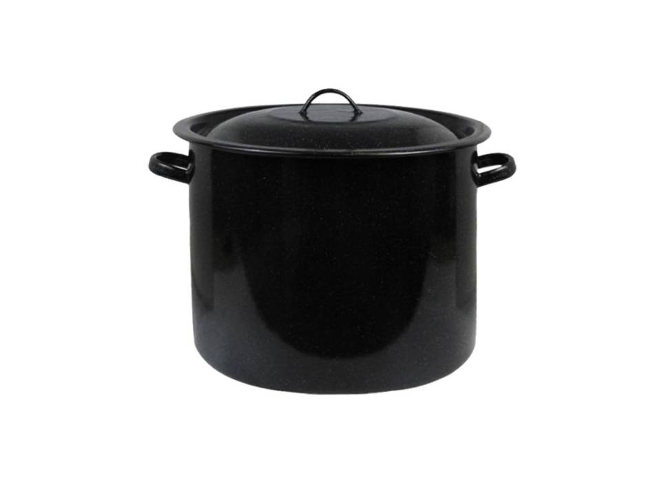 Oala Emailata cu capac 50 L neagra , 45 cm