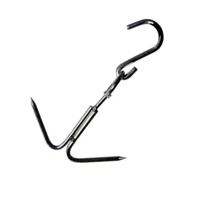 Carlig macelarie dublu de agatat carne din otel 21 cm