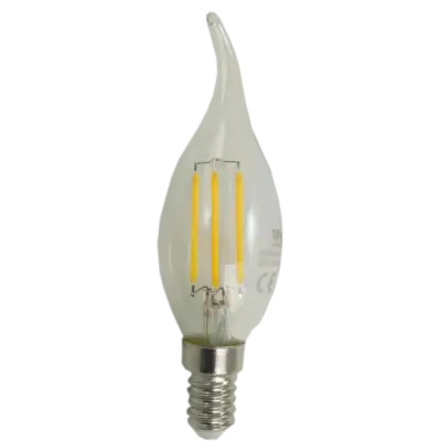 Bec Led Filament Lumanare E14, 4W=45W, 3000K, lumina calda