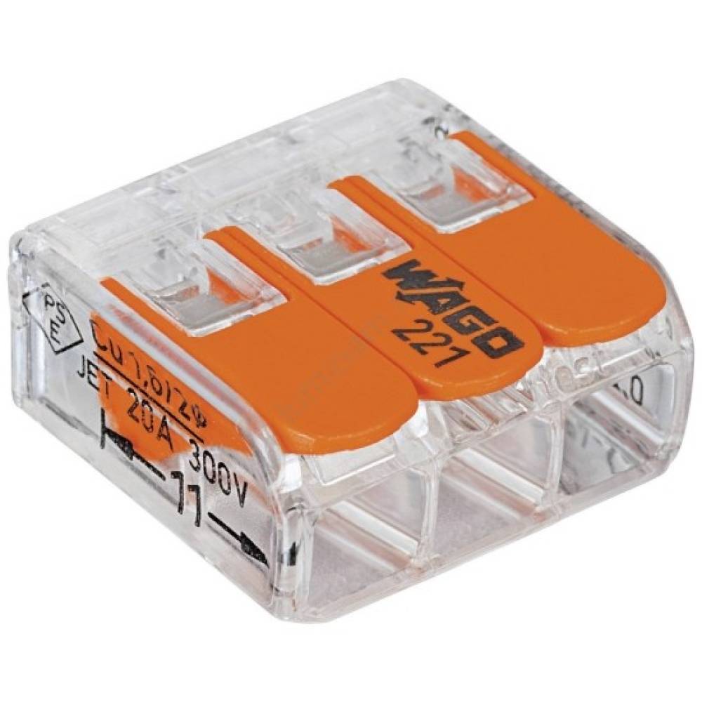 Conector derivatie wago slim 3poli 2X0.5-4mm Conector derivatie wago slim 3poli 2X0.5-4mm