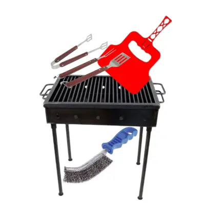 Pachet gratar gradina 40 cm x 30 cm din fier cu accesorii