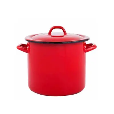 Oala cu capac, emailata rosie 4 L , 19 cm