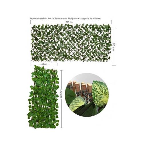 Gard artificial extensibil decorativ 2m x 1m verde (balcon, terasa) Gard artificial extensibil decorativ 2m x 1m verde (balcon, terasa)