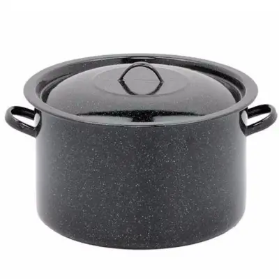 Semioala Emailata cu capac 10 L neagra, 28 cm