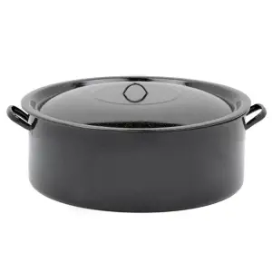 Cratita Emailata cu capac 40 L neagra , 55 cm