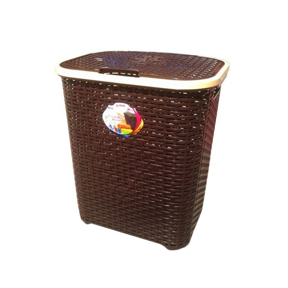 Cos de Rufe STERK, 46x36x51 cm, cu Capac, Ratan Maro Cos de Rufe STERK, 46x36x51 cm, cu Capac, Ratan Maro