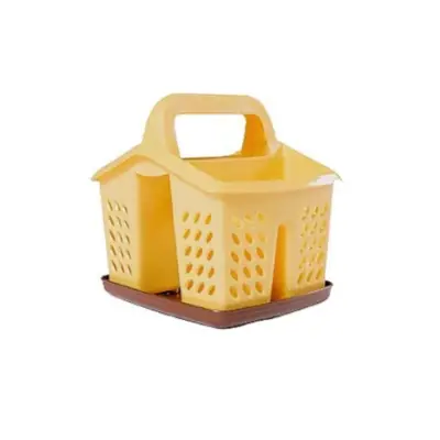 Suport/scurgator tacamuri si ustensile de bucatarie, maro/bej