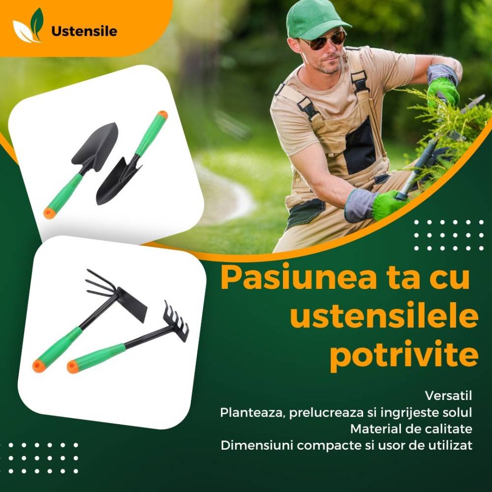 Unelte pentru plantare si ingrijire plante 31.5x8.5cm 4 buc/set Unelte pentru plantare si ingrijire plante 31.5x8.5cm 4 buc/set