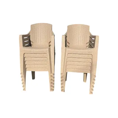 Scaun gradina Crem, plastic tip ratan 61x60x81cm, set 12 bucati 