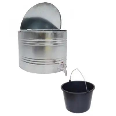 Set bazin apa 10 litri (din tabla) cu robinet si galeata 12 litri