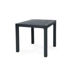 Masa patrata 90X90cm pentru gradina plastic tip ratan Gri