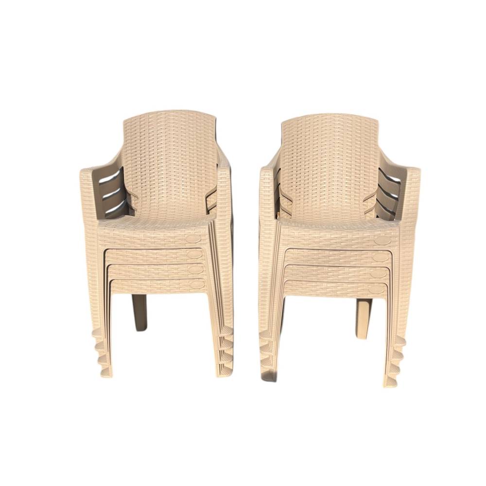 Scaun gradina Crem, plastic tip ratan 61x60x81cm, set 8 bucati Scaun gradina Crem, plastic tip ratan 61x60x81cm, set 8 bucati