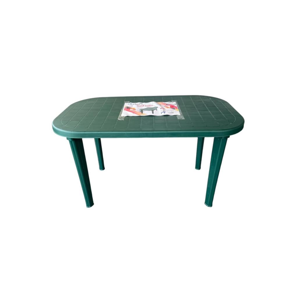 Masa terasa ovala, 6 persoane, plastic, verde Masa terasa ovala, 6 persoane, plastic, verde