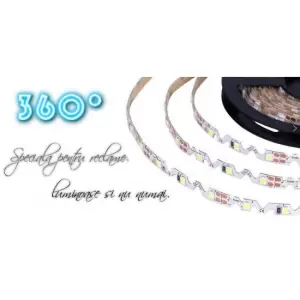 Banda LED lumina rece 12V, 60LED/m IP20, Forma S - rola 5m