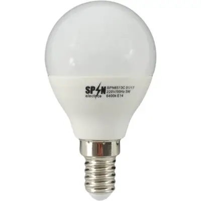 Bec Bl Led Sferic E14, model glob G45, 5W=45W, 6400K, lumina rece