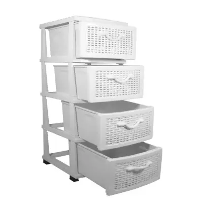 Dulap depozitare baie, bucatarie cu 4 sertare alb