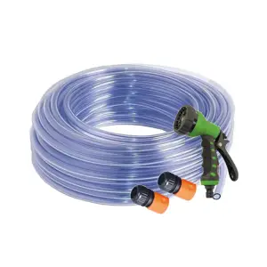 Furtun apa transparent din silicon 1/2, 50 m + Mufa rapida 1/2 x 2 buc + Pistol stopit