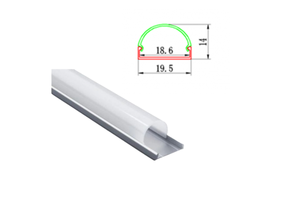 Profil Aluminiu 1m Convex 19.5X14.9/18.6mm