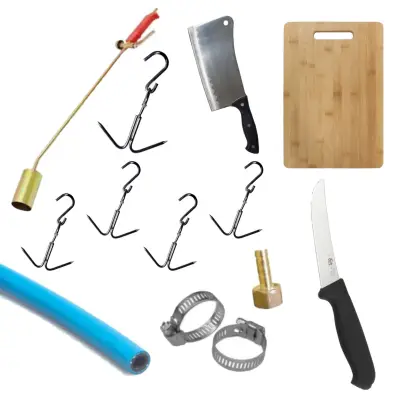 Arzator porc cu clapeta pachet complet 13 accesorii