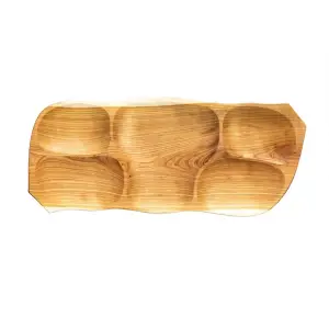 Tava din lemn de arin 63x28cm , 5 compartimente