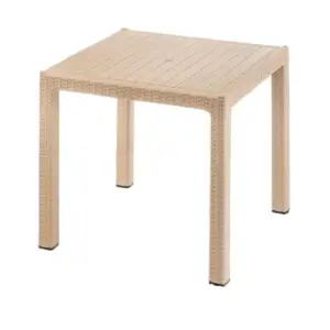 Masa patrata 90X90cm pentru gradina plastic tip ratan Crem