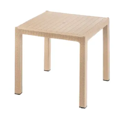 Masa patrata 90X90cm pentru gradina plastic tip ratan Crem