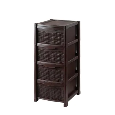 Dulap depozitare plastic (scule, jucarii) 4 sertare maro perlat