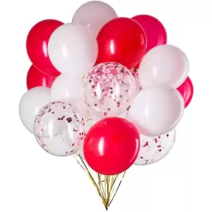 Baloane Petrecere 15 buc/set, 30cm Alb cu Rosu