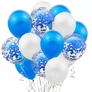 Baloane Petrecere 15 buc/set, 30cm Alb cu Albastru