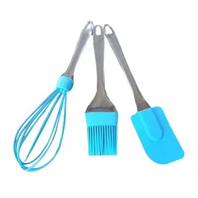 Ustensile bucatarie 3 buc din silicon, coada transparenta