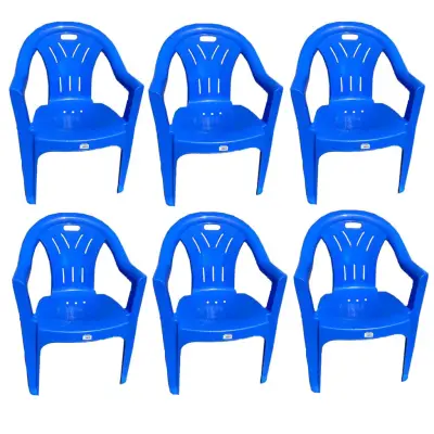 Set 6 x scaune gradina din plastic, albastre