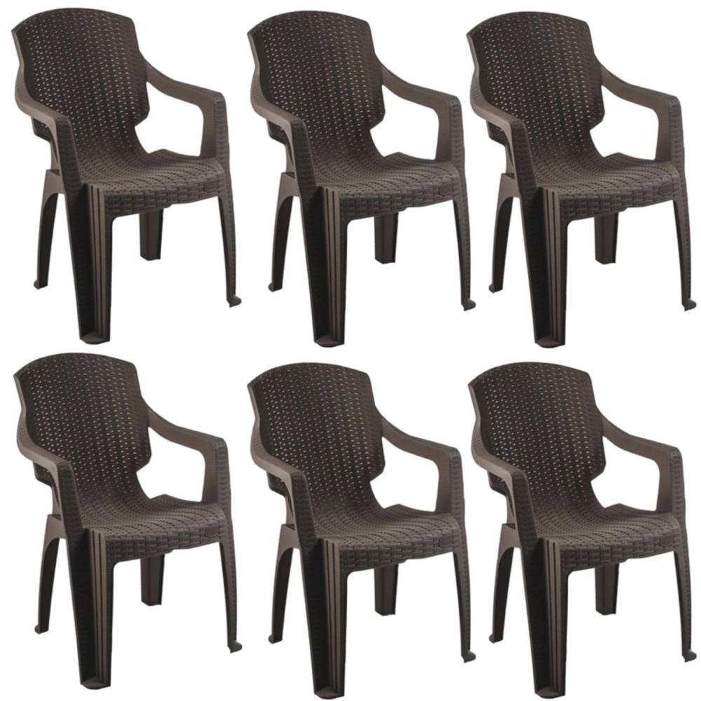 Scaun gradina wenge, plastic tip ratan, set 6 bucati Scaun gradina wenge, plastic tip ratan, set 6 bucati