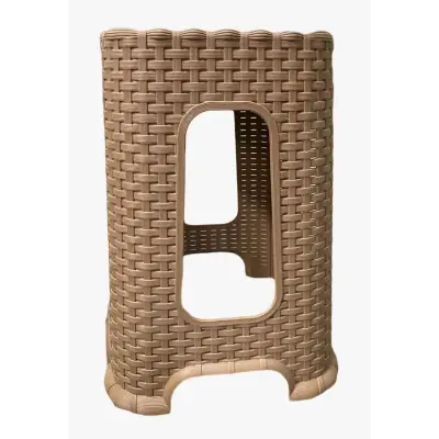 Scaun taburet tip ratan 45 cm, plastic, crem