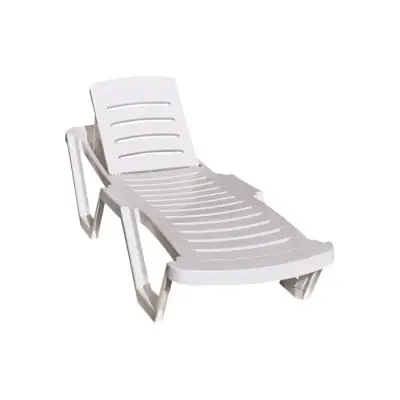 Sezlong plaja plastic, alb 
