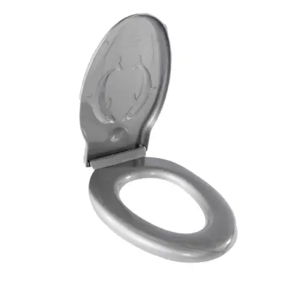 Capac WC universal din plastic gri cu delfini