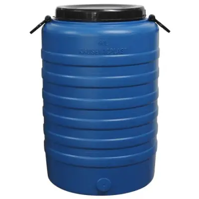 Butoi plastic 60 litri cu manere, albastru