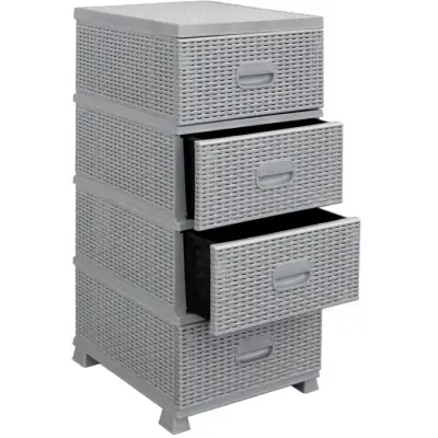 Dulap depozitare 4 sertare (bucatarie) tip ratan gri