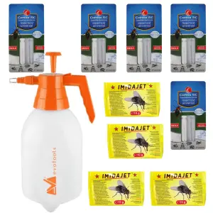 Insecticid impotriva furnicilor si a gandacilor Comba SC 10ml x 5 +Insecticid pentru combaterea mustelor , Imidajet 10 g x 4 +Pompa 2 L