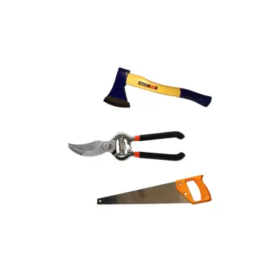 Foarfeca pentru pomi, vita de vie NR 8 + Fierastrau pentru pomi 400 mm + Topor cu coada, 800g