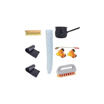 Arzator Porc pe gaz + 2 x Manusi vatuite + 2 x Perie Porc + Ibric bombat, Emailat, Negru, 1L + Set pahare (200 ml) /-/ 100 buc + 2 x Saci Menajeri, 35l, 50 bucati/rola