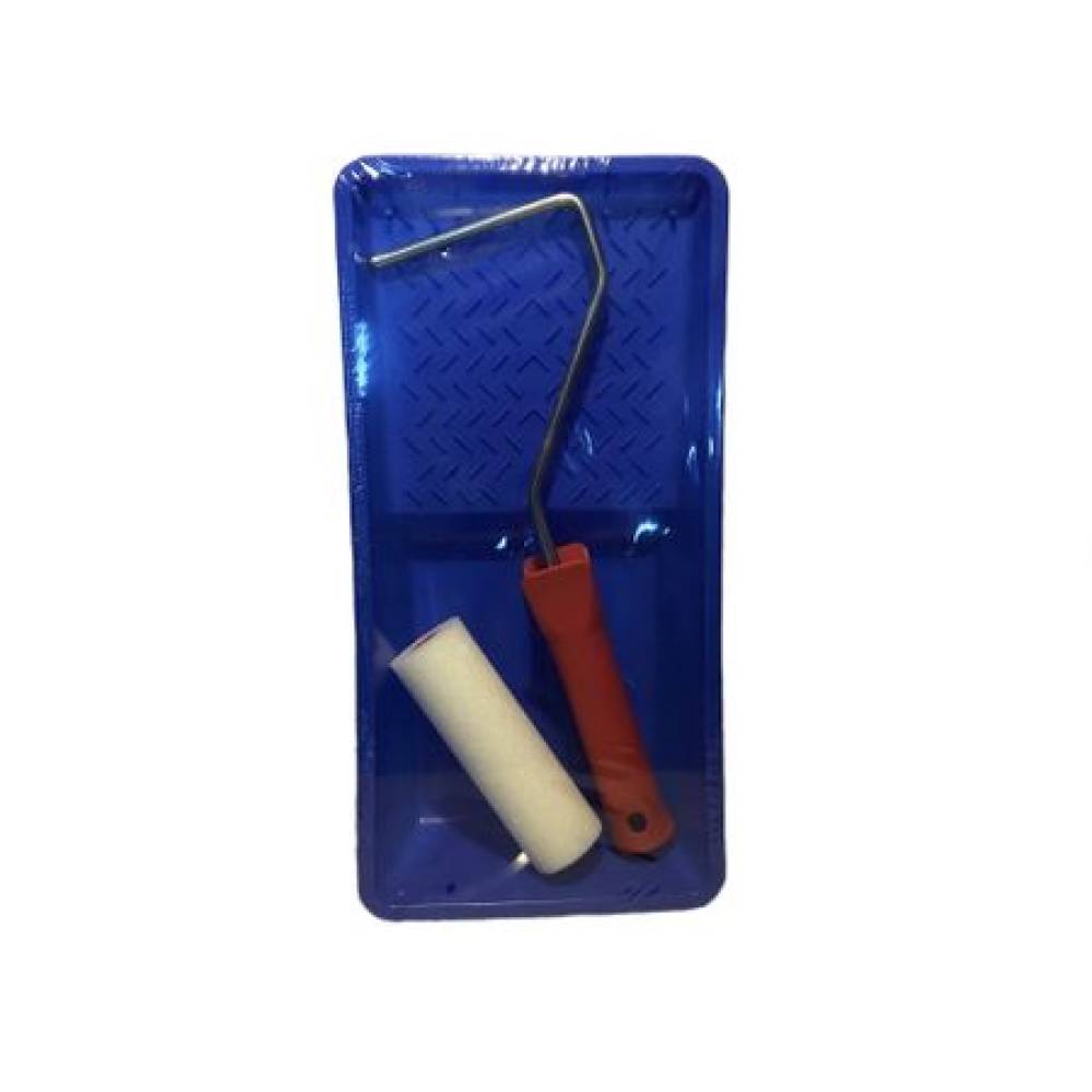 Set vopsit, tava trafalet + rulou, Alb/albastru, 10 cm Set vopsit, tava trafalet + rulou, Alb/albastru, 10 cm