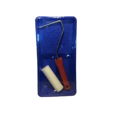 Set vopsit, tava trafalet + rulou, Alb/albastru, 10 cm