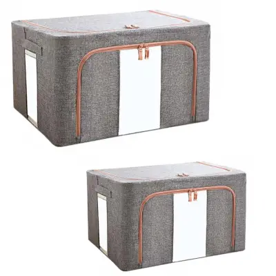 Cutie depozitare cu fermoar 66L/100L Gri, 2buc/set