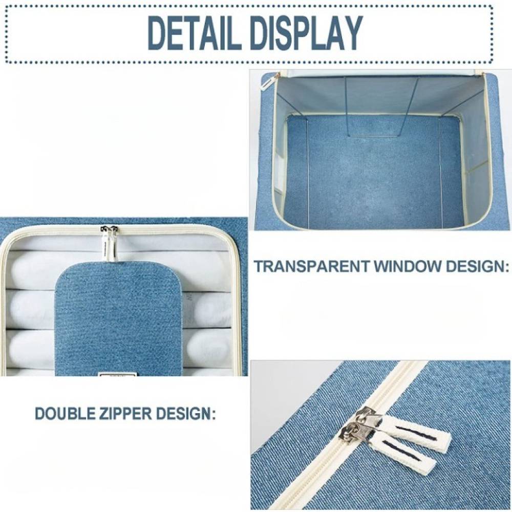 Cutie depozitare pliabila 100 litri cu fermoar, blue Cutie depozitare pliabila 100 litri cu fermoar, blue