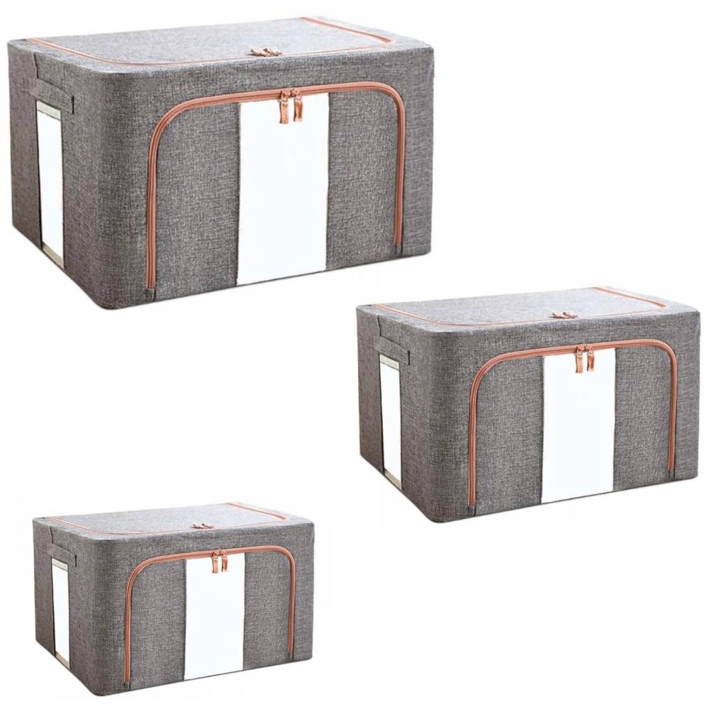 Cutie depozitare cu fermoar 24L/66L/100L Gri, 3buc/set Cutie depozitare cu fermoar 24L/66L/100L Gri, 3buc/set